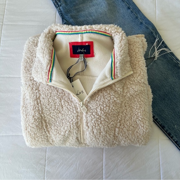 Joules Sweaters - NWT Joules Delaney Biege Women Fleece‎ Sweater Size 10 Large
